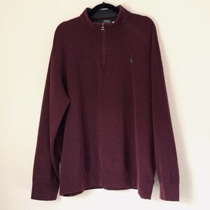 Polo Ralph Lauren‎ Sweater Quarter-Zip Burgundy Mens XXL Cotton Preppy
